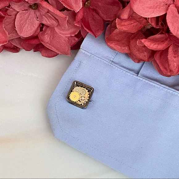 Steampunk Square Open Face Gunmetal Clock Gears Cufflinks - Picture 11 of 17